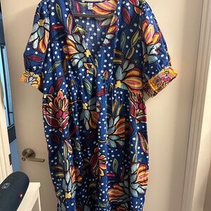 Tabitha Brown for Target Blue Multicolor Floral Dress Size 1X